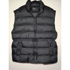 Athleta "Cascade" Black Oversized Stadium Down Filled Puffer Vest 3/4 Length XL